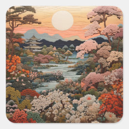 Adesivo Quadrado Arte tradicional japonesa elegante: