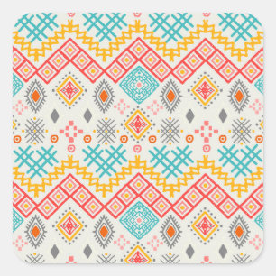 Adesivo Quadrado Arte tribal: impressão boho geométrico.