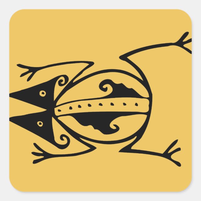 Adesivo Quadrado Arte tribal sapo antiga (Frente)