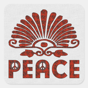 Adesivo Quadrado Arte vermelha da paz do tatuagem