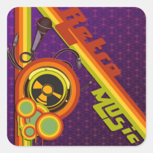 Adesivo Quadrado arte vetorial de música retro funky