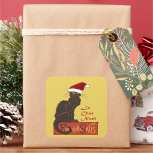 Adesivo Quadrado Arte vetorial de paródia de Natal Le Chat Noel