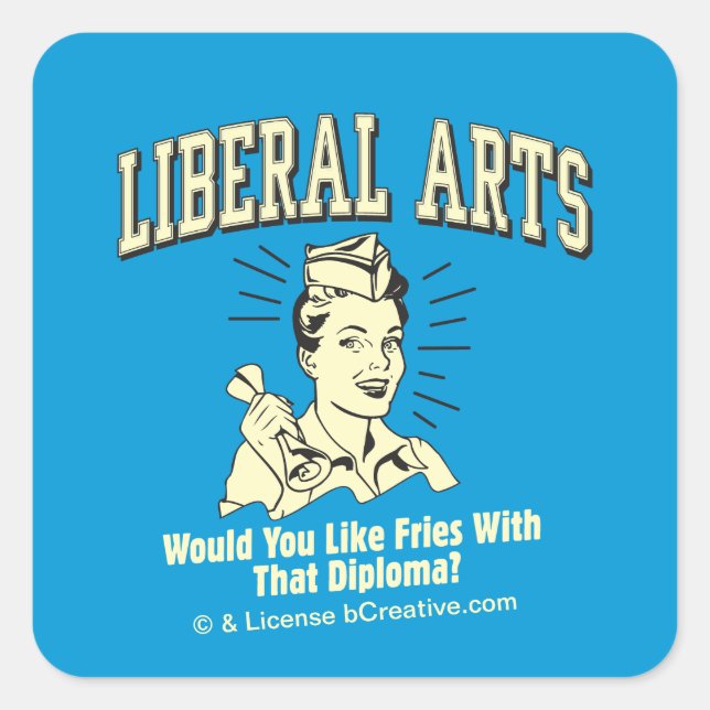 Adesivo Quadrado Artes Liberais: Como Fries Com Diploma (Frente)