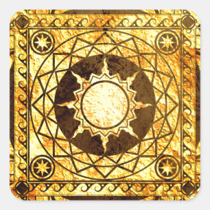 Adesivo Quadrado Artesanatos Atlantean Dourados no bronze