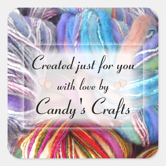 Adesivo Quadrado Artesanatos de tricô (Frente)