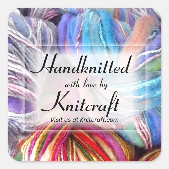 Adesivo Quadrado Artesanatos de tricô (Frente)