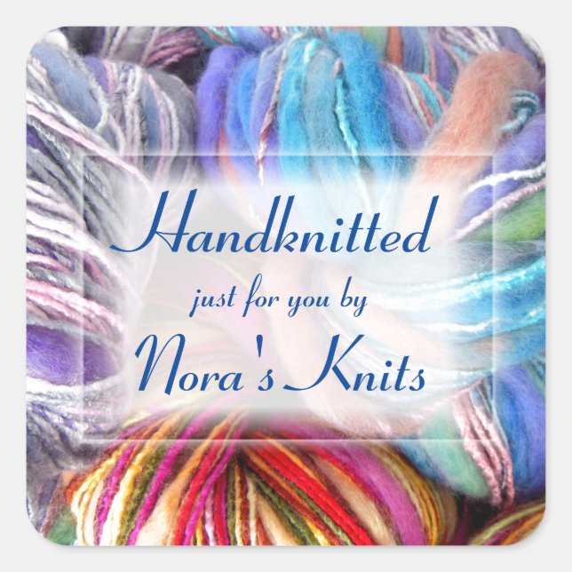Adesivo Quadrado Artesanatos de tricô (Frente)