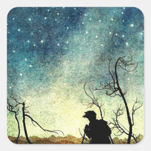 Adesivo Quadrado Arthur Rackham Illustração Comus Starry Night
