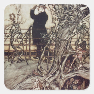 Adesivo Quadrado Arthur Rackham   Os Jardins Kensington estão em Lo