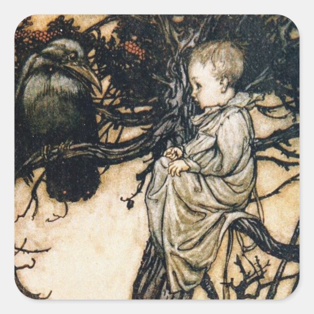 Adesivo Quadrado Arthur Rackham Peter Pan (Frente)