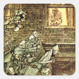 Adesivo Quadrado Arthur Rackham - Uma Carol de Natal - Fantasmas