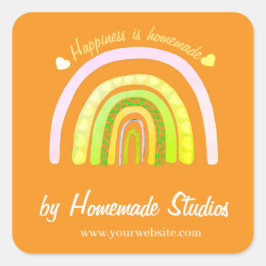 Adesivo Quadrado Artisan Rainbow 'Happiness is Homemade' 