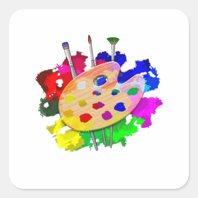 Adesivo Quadrado Artista da Paleta de Artista (Frente)