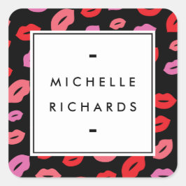 Adesivo Quadrado Artista de Beleza Rosa/Vermelho/Preto com Impressã