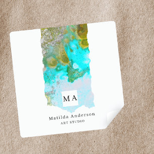 Adesivo Quadrado Artista Gráfico de Tinta de Álcool Estúdio Monogra