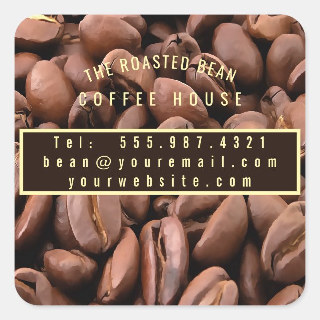 Adesivo Quadrado Artistic Roasted Coffee Beans Business Card (Frente)