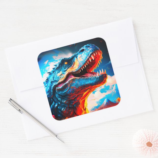 Adesivo Quadrado Artsy Dinosaur (Envelope)