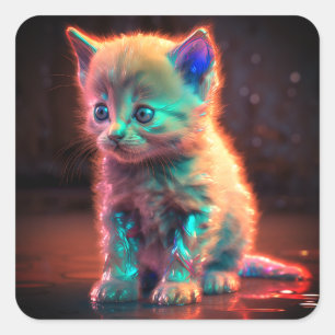Adesivo Quadrado Artsy Kitten