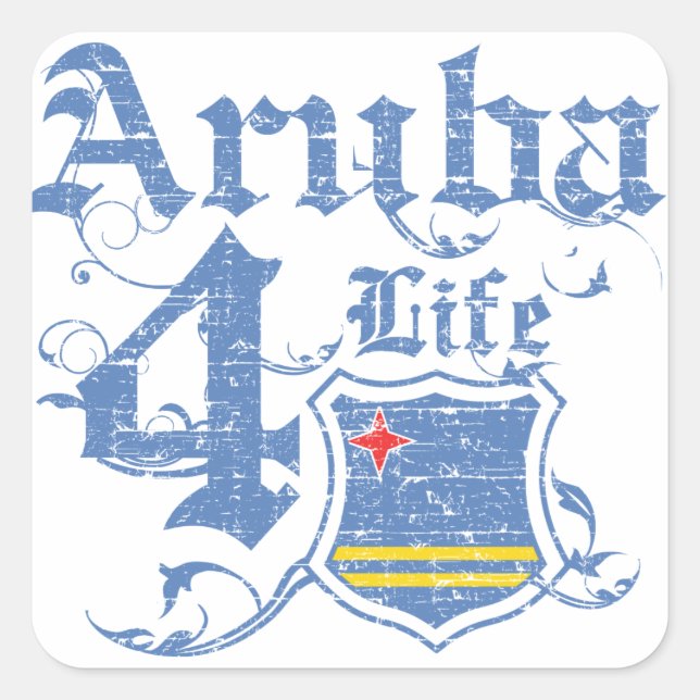 Adesivo Quadrado Aruba por toda a vida (Frente)