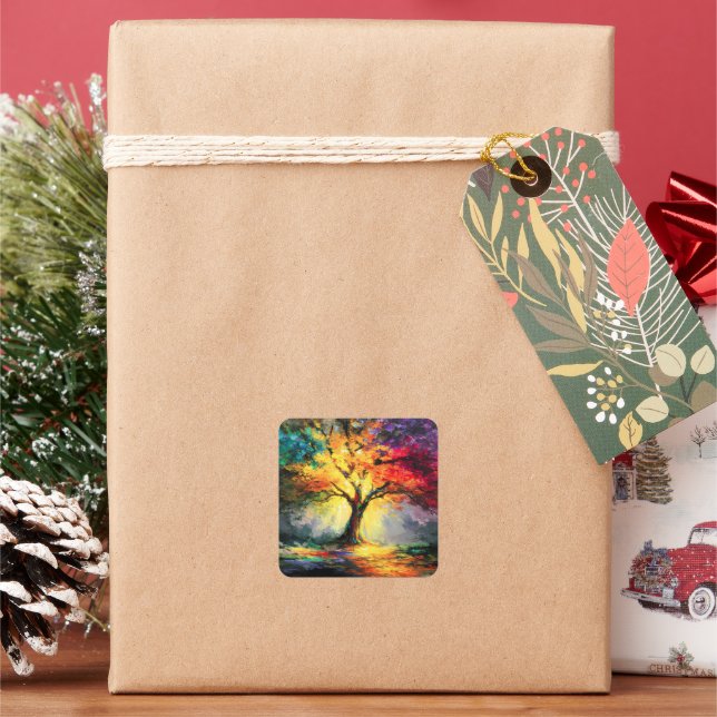 Adesivo Quadrado Árvore abstrato espiritual da Vida (Feriado)