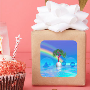 Adesivo Quadrado Árvore arco-íris