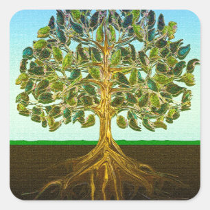 Adesivo Quadrado Árvore da Vida Simples Prazeres da Vida