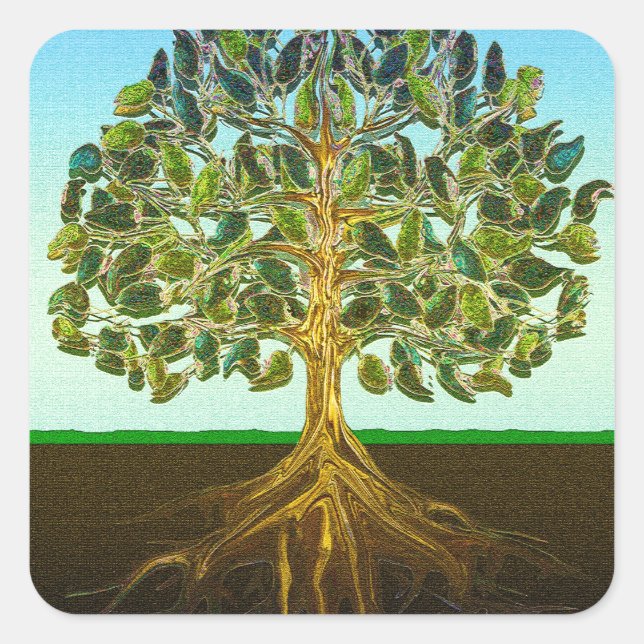 Adesivo Quadrado Árvore da Vida Simples Prazeres da Vida (Frente)