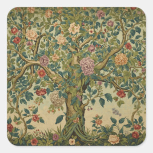 Adesivo Quadrado Árvore da Vida William Morris Vintage Pré-Rafaelit