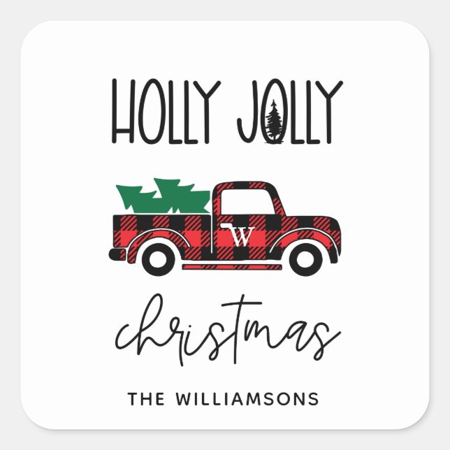 Adesivo Quadrado Árvore De Caminhão De Xadrez Vermelho De Buffalo M (Frente)