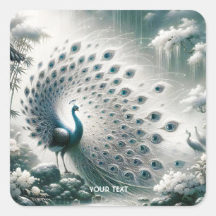 Adesivo Quadrado Árvore de Chuva de Peacock Cuja Fantasia