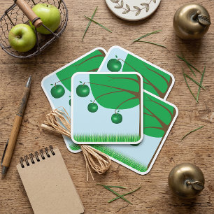 Adesivo Quadrado Árvore de Maçã Verde
