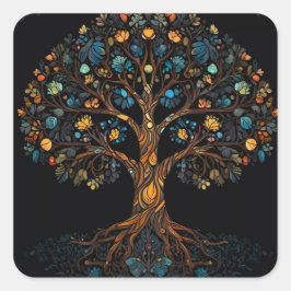 Adesivo Quadrado Árvore de Mosaico de Vidro Colorido