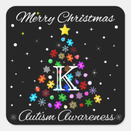 Adesivo Quadrado Árvore de Natal Autism Snowflake