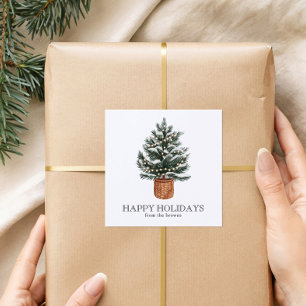 Adesivo Quadrado Árvore de Natal Boho Feliz Natal Personalizada