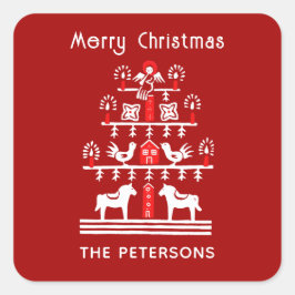 Adesivo Quadrado Árvore de Natal branca branca, branca e festiva, b