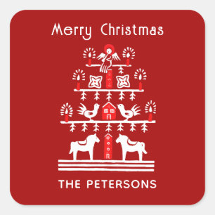 Adesivo Quadrado Árvore de Natal branca branca, branca e festiva, b