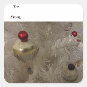 Adesivo Quadrado Árvore de Natal Branco