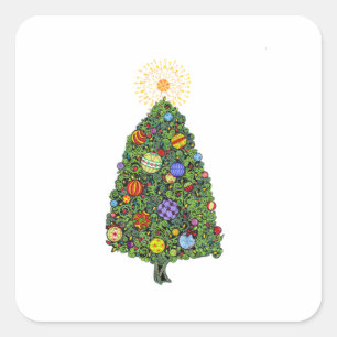 Adesivo Quadrado Árvore de Natal brilhante