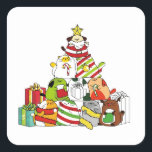 Adesivo Quadrado Árvore de Natal com Gatos e Cães<br><div class="desc">Uma árvore de Natal feita de gatos e cachorros bonitos.</div>