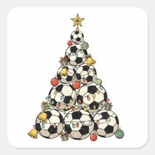 Adesivo Quadrado Árvore de Natal de Futebol