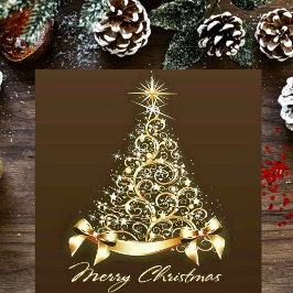 Adesivo Quadrado Árvore de Natal de ouro falsa