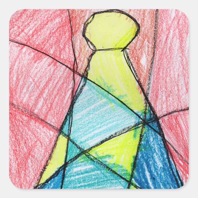 Adesivo Quadrado Árvore de Natal de Vidro Estreito (Frente)