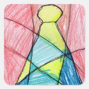 Adesivo Quadrado Árvore de Natal de Vidro Estreito