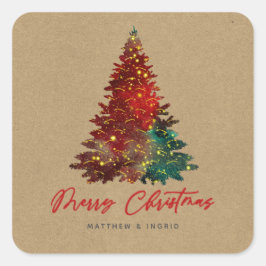 Adesivo Quadrado Árvore de Natal Decorativa Feliz Natal