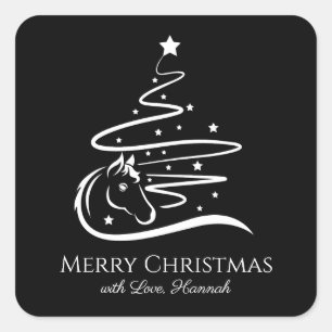 Adesivo Quadrado Árvore de Natal equestre