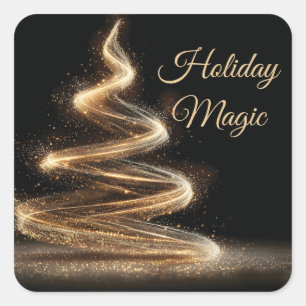 Adesivo Quadrado Árvore de Natal Espiral Dourada Elegante