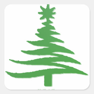 Adesivo Quadrado Árvore de Natal Estêncil Verde