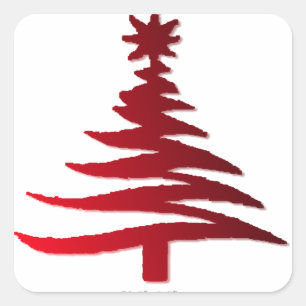 Adesivo Quadrado Árvore de Natal Estêncil Vermelho