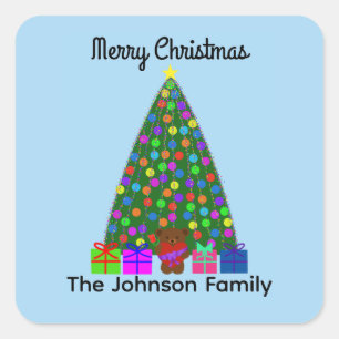 Adesivo Quadrado Árvore de Natal feliz #2 Stickers