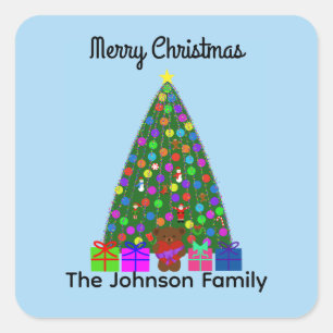 Adesivo Quadrado Árvore de Natal Feliz #3 Stickers
